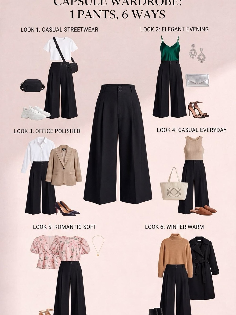 & Other Stories Black Wide-Leg Culotte Pants
